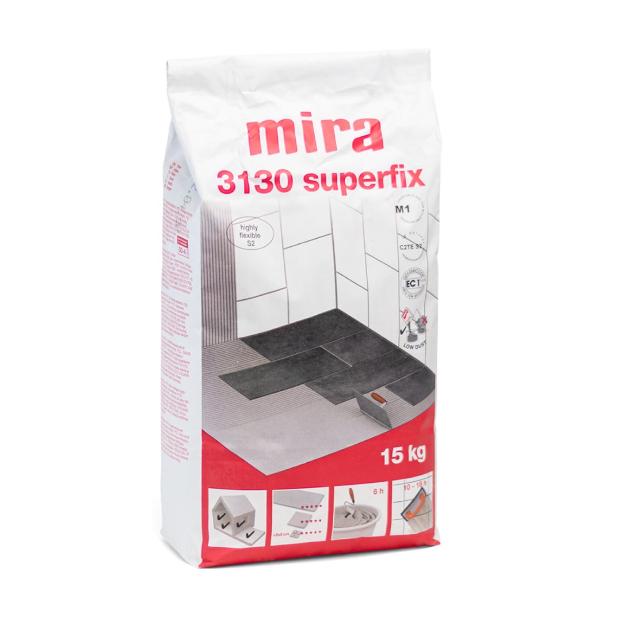 Mira 3130 superfix flīžu līme ar izcilu adhēziju, elastību (C2TE S2), 15kg